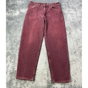 Vintage Levi's 550 Red Tab Jeans Mens 34x28 USA Made Burgundy Faded 90s